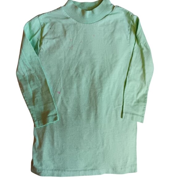 Boys 6 Vintage Sears T-shirt Sears Mint Green LS Mock Neck Single Stitch Paint - Picture 1 of 7